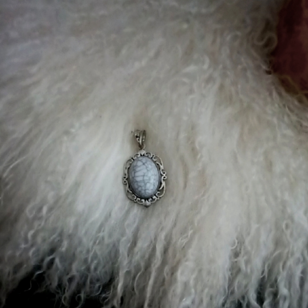 Vintage Silver & Howlite Pendant
